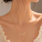 Elegant Gold Crystal Bar Necklace