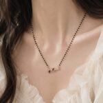 Elegant Black Beaded Leaf Pendant Mangalsutra
