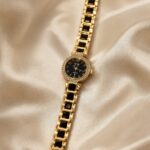 Luxury Gold & Black Crystal Dial Women’s Watch
