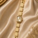 Elegant Gold & Ivory Square Dial Women’s Watch