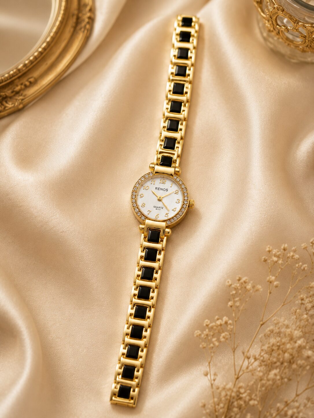 2026/08/1001780829.jpg Elegant Gold & Black Crystal Women’s Watch - Image 1