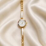 Elegant Gold-Tone White Dial Ladies Bracelet Watch