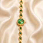 Elegant Green Stone Gold Bracelet Watch