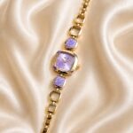 Elegant Lavender Dial Gold Bracelet Watch
