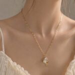 Elegant Pearl & Leaf Pendant Necklace ✨