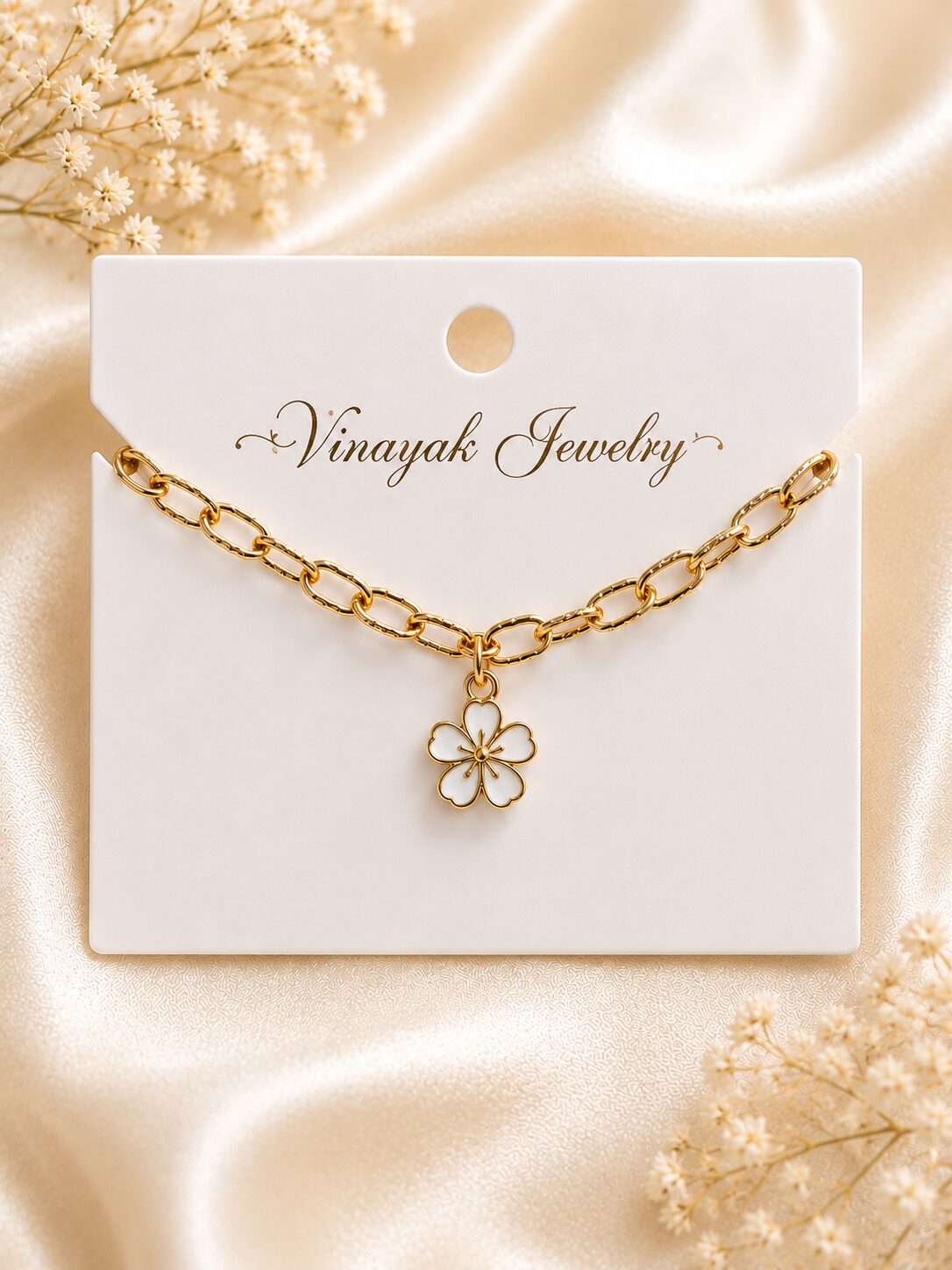 2026/08/1001781831.jpg Gold Floral Charm Bracelet ✨ - Image 1