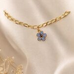 Blue Flower Gold Chain Bracelet