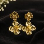 Elegant Golden Floral Drop Earrings