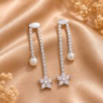 Elegant Silver Pearl & Star Drop Earrings ✨⭐