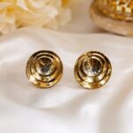 Elegant Golden Crystal Round Earrings ✨