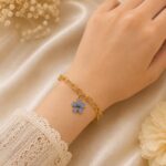 Blue Flower Gold Chain Bracelet