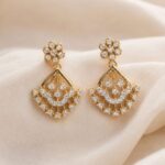 Elegant Gold-Tone CZ Floral Drop Earrings