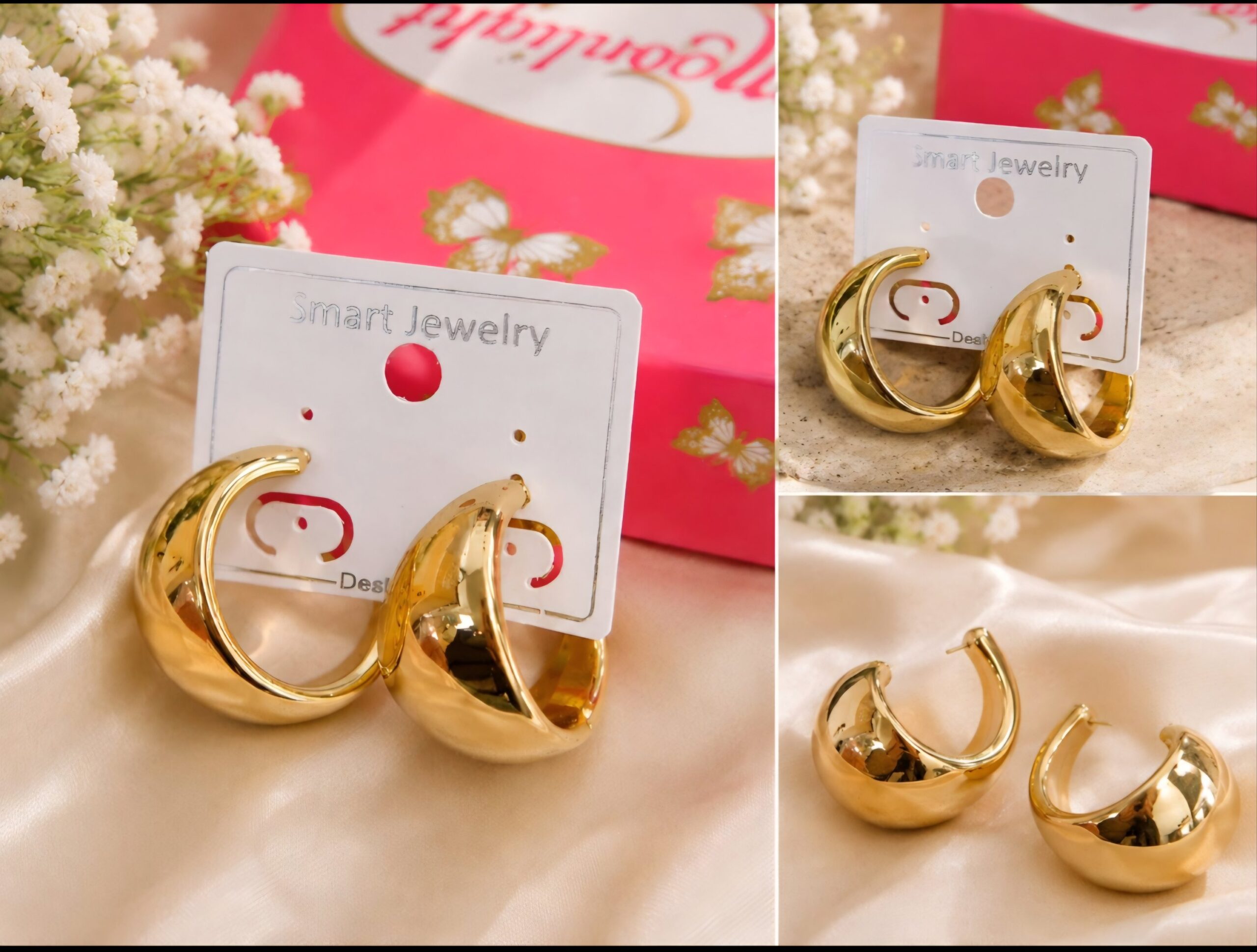 2026/08/1003577643.jpg Trendy Gold-Tone Chunky Hoop Earrings - Image 1
