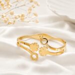 Luxury Gold Clover Open Cuff Bracelet
