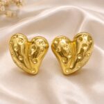 Korean Style Gold Heart Stud Earrings
