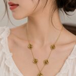 Gold Floral Station Necklace