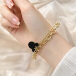 Black Clover Charm Gold Layered Bracelet
