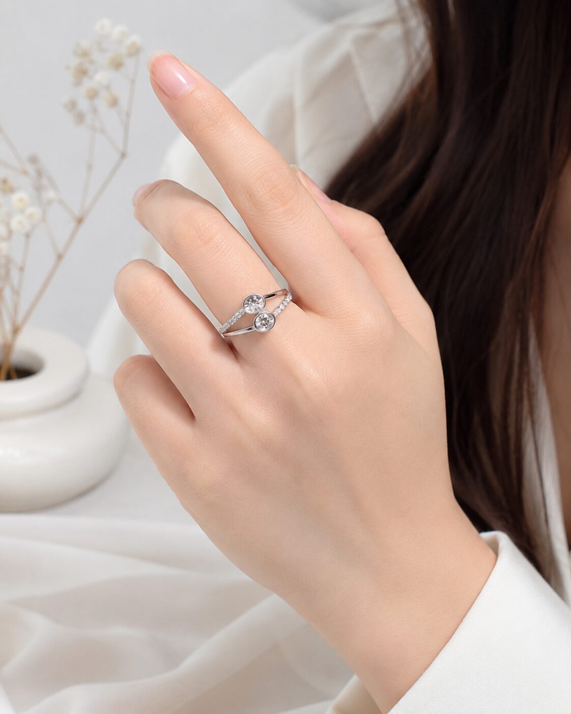 2026/08/1003578233.jpg Elegant Korean Style Dual Stone Ring - Image 1
