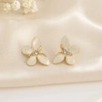 Elegant Floral Pearl Stud Earrings