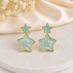 Mint Green Star Drop Earrings