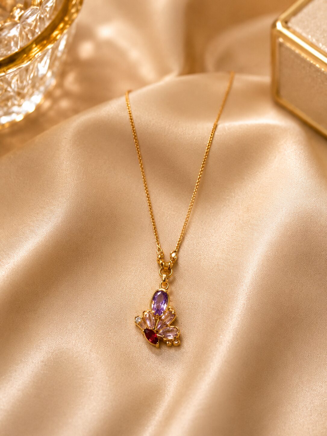2026/08/1003579446.jpg Elegant Multicolor Gemstone Pendant Necklace – Luxury Gold Jewelry - Image 1