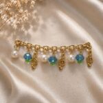 Elegant Blue Crystal & Pearl Musical Charm Bracelet ✨