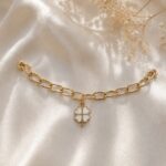 White Clover Charm Gold Chain Bracelet