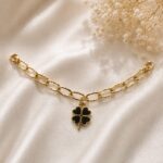 Black Clover Charm Gold Chain Bracelet