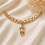 Elegant Reindeer Pearl Charm Gold Chain