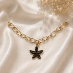 Black Starfish Charm Gold Chain Bracelet