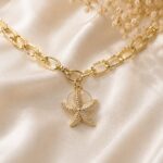 Golden Starfish Pendant Chain Bracelet