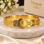 Greek Key Coin Gold Bangle