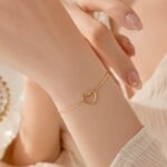 Elegant Golden Open Heart Stainless Steel Bracelet for Women