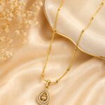 Anti-Tarnish Crystal Teardrop Pendant Necklace