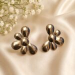 Golden Floral Statement Stud Earrings for Women
