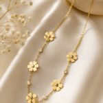 Golden Floral Statement Stud Earrings for Women