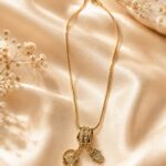 Golden Hamsa Hand & Swan Charm Pendant Necklace for Women