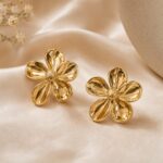 Golden Bloom Flower Stud Earrings