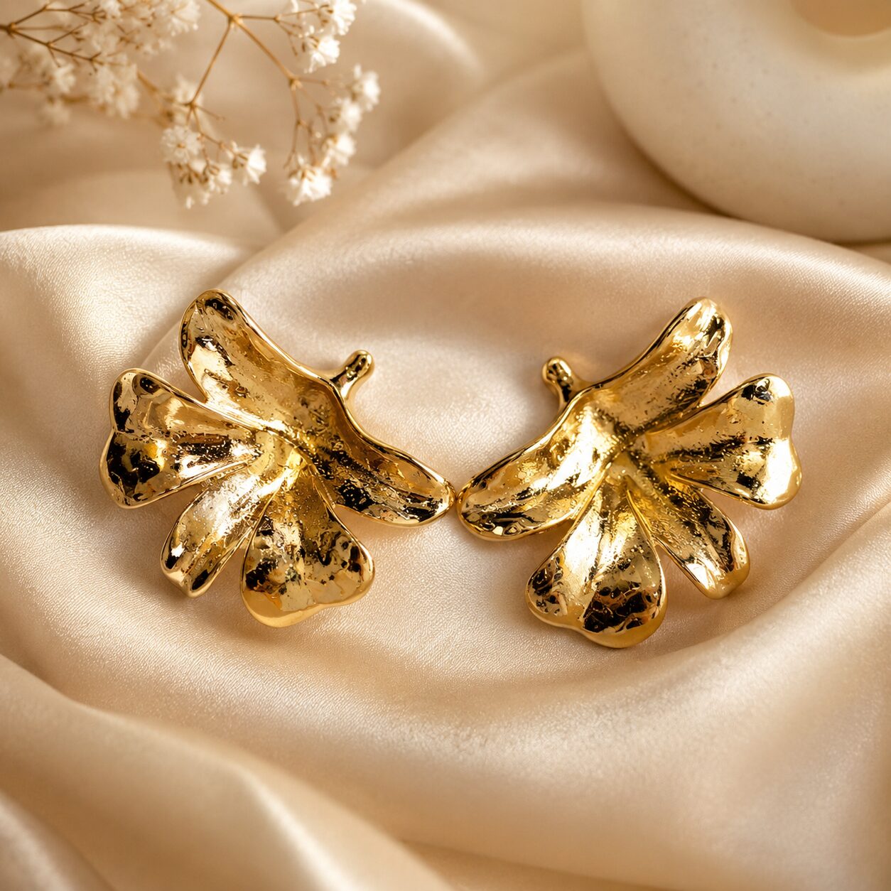 2026/08/17876.jpg Gold-Tone Abstract Ginkgo Leaf Statement Earrings - Image 1