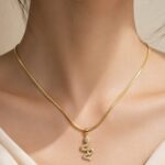 Anti-Tarnish Gold-Plated Crystal Snake Pendant Necklace
