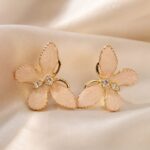 Peach Floral Crystal Stud Earrings