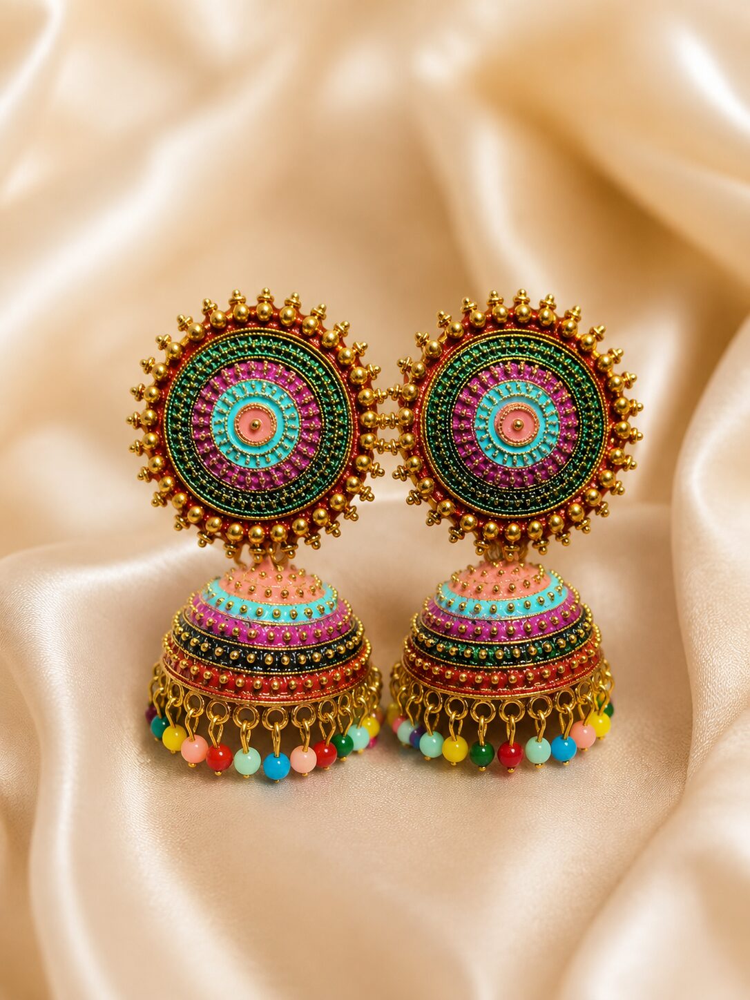 2026/08/18235.jpg Multicolor Meenakari Beaded Jhumka Earrings - Image 1