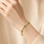 Emerald Green Leaf Vine Gold Bracelet