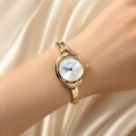 Elegant Teardrop Gold Bangle Watch for Women