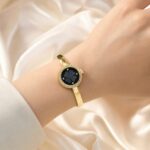 Golden Clover Dial Crystal Bangle Watch for Women
