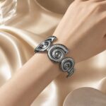 Oxidised Silver Spiral Statement Cuff Bracelet