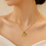 Anti-Tarnish Golden Swan Pendant Necklace