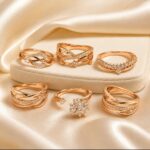 Rose Gold Crystal Designer Rings – Set of 6 Designs