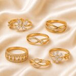 Luxury Gold-Plated Crystal Designer Rings Combo – Set of 6