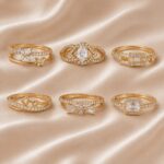 Golden Sparkle Designer Ring Combo – Set of 6